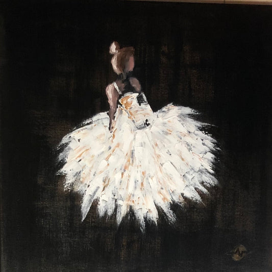Ballerina - olieverf en acryl op doek (60x60x2cm)