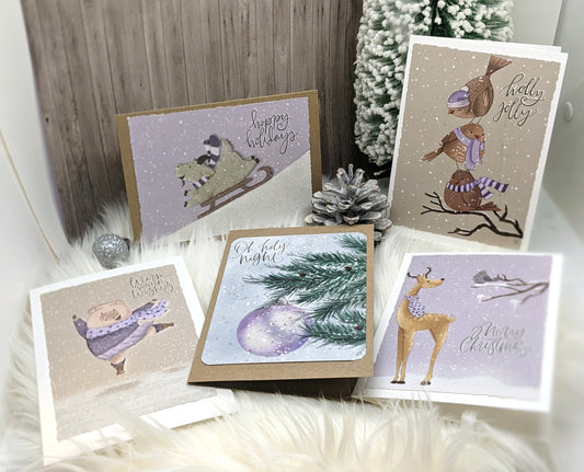 Set Kerstkaarten "Lilac Christmas"