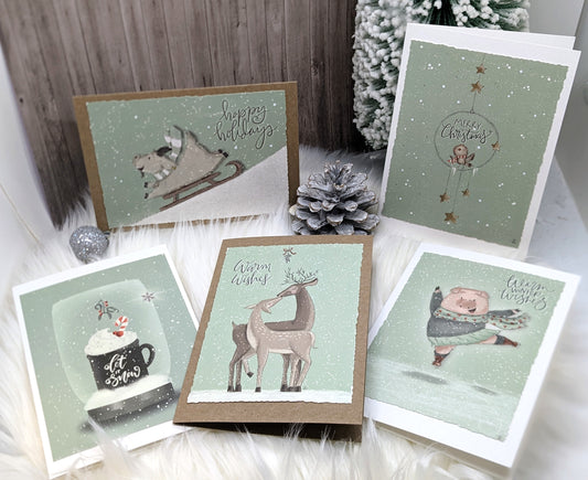 Set Kerstkaarten "Mint Christmas"