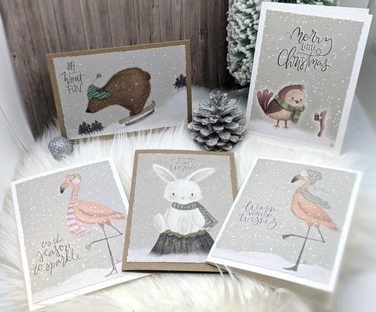 Set Kerstkaarten "Furry Christmas"